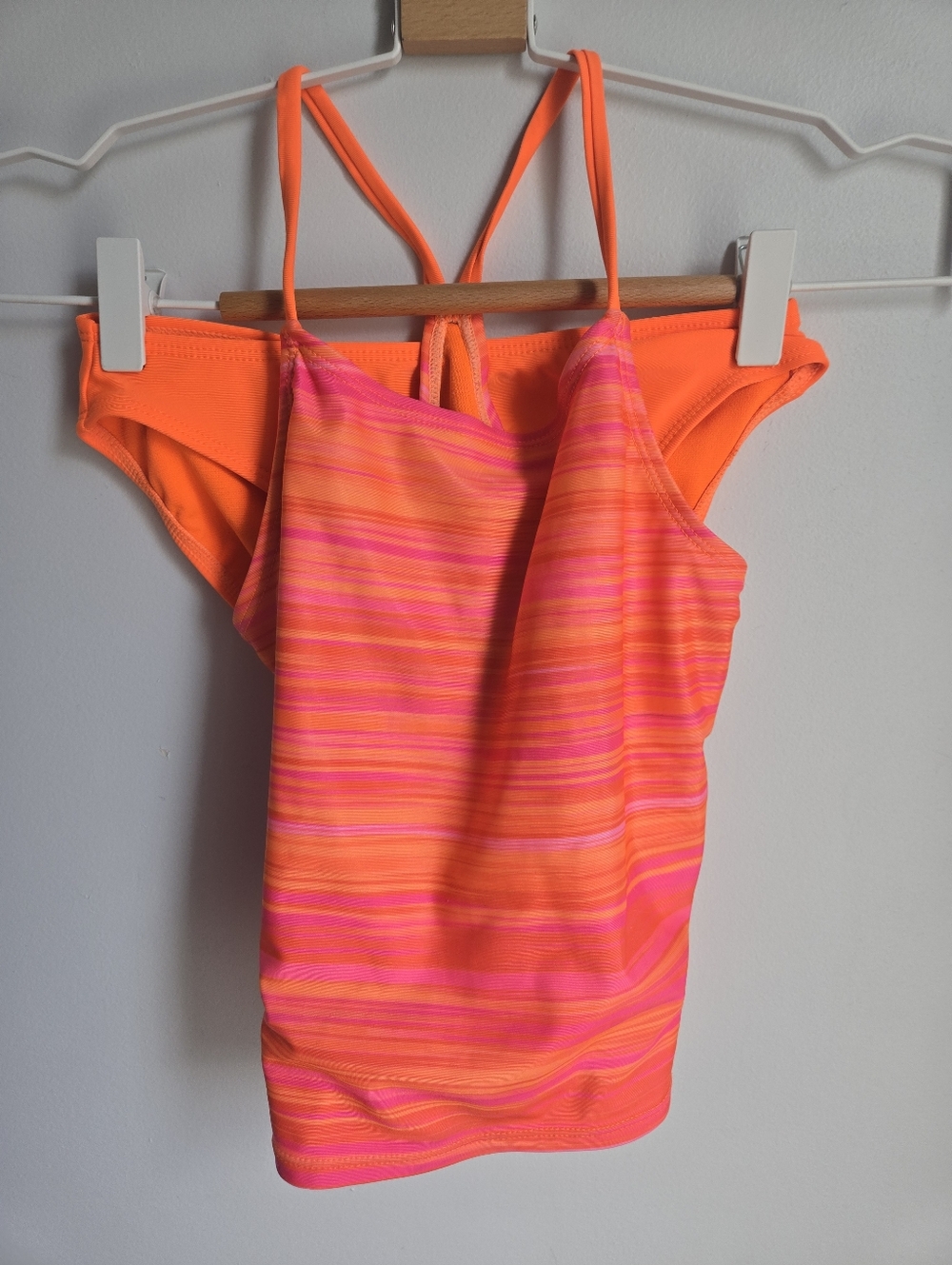 🎁 GEORGE Bright Orange-Pink Striped Tankini For Girl